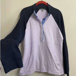 T by Talbots Lavender Purple Pullover Terry Knit Top Snap Front Size Large